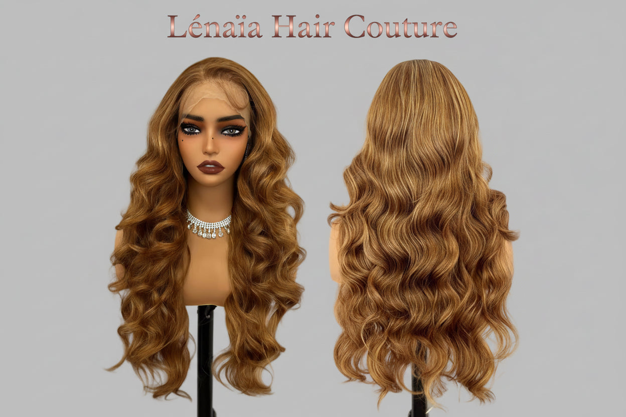 Perruque lace frontale Waves cheveux péruviens 100% naturels boucles lâches vue de face