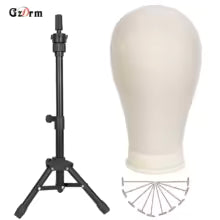 Support tête mannequin coiffure toile souple trépied stable